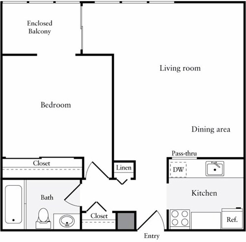 1 Bedroom O 02-2209 floor plan